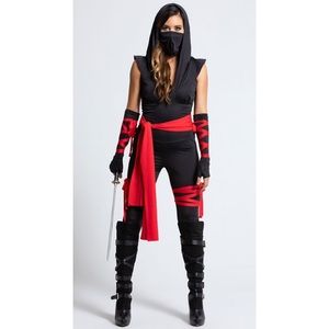 Black and Red Halloween Ninja Costume Size S/M